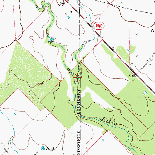 Topographic Map of East Fork Ellis Branch, TX