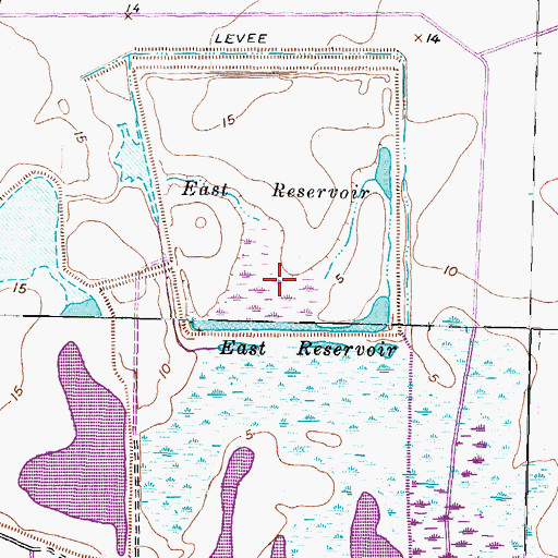 Topographic Map of East Reservoir, TX