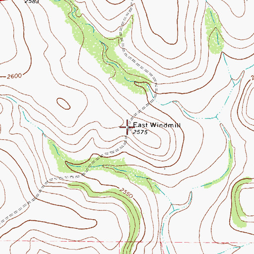 Topographic Map of East Windmill, TX