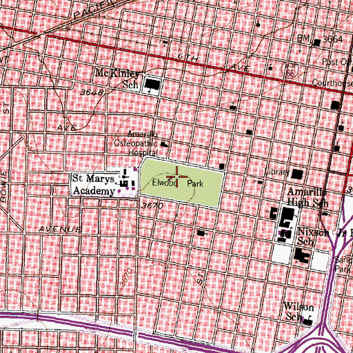 Topographic Map of Elwood Park, TX