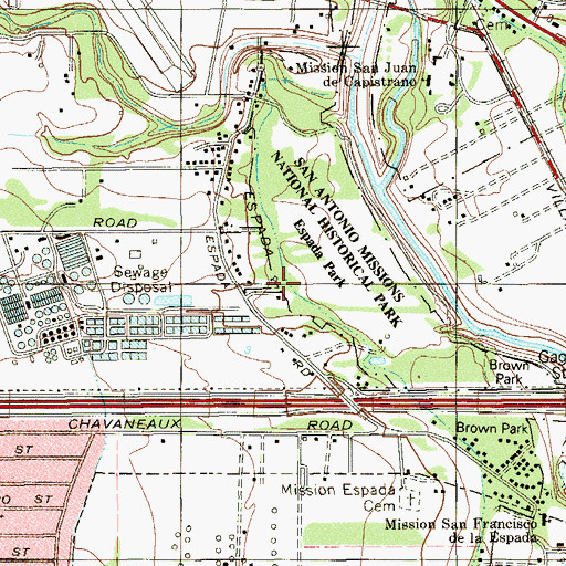 Topographic Map of Espada Ditch, TX
