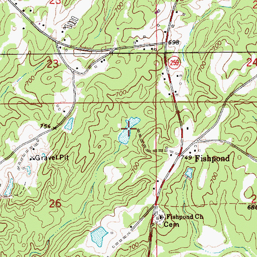 Topographic Map of Newberrys Pond, AL