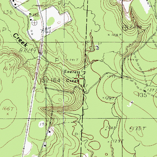 Topographic Map of Everett Creek, TX