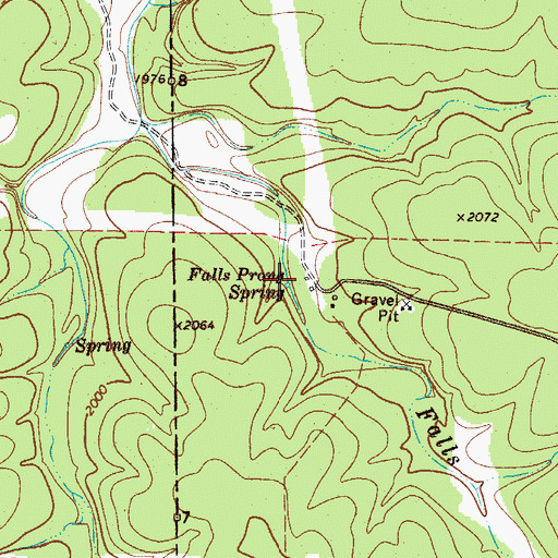 Topographic Map of Falls Prong Spring, TX