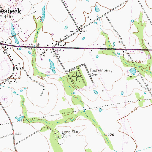 Topographic Map of Faulkenberry Cemetery, TX
