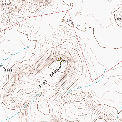 Topographic Map of Flat Mesa, TX