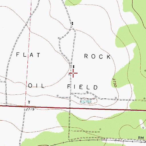 Topographic Map of Flat Rock Oil Field, TX