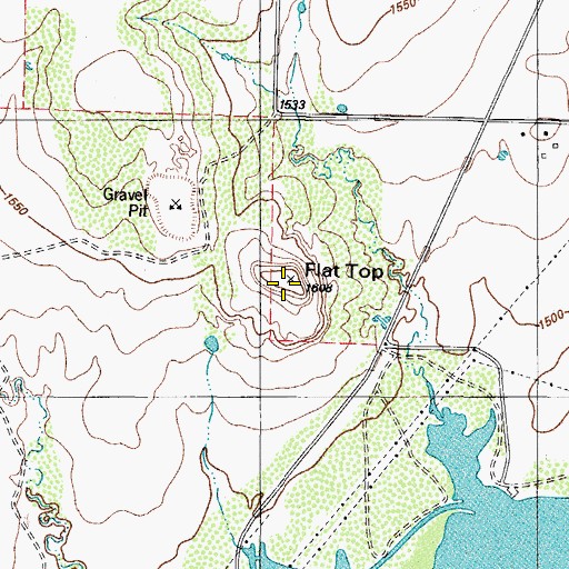 Topographic Map of Flat Top, TX