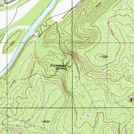 Topographic Map of Flemming Spring, TX
