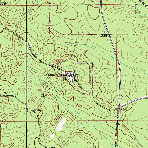 Topographic Map of Antioch West Cemetery, AL