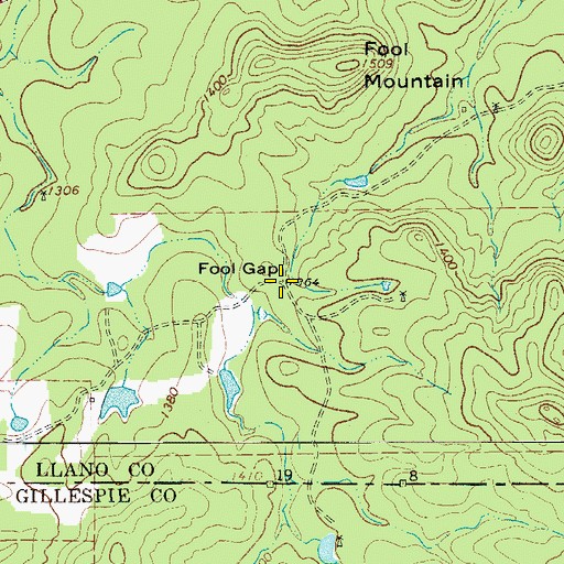 Topographic Map of Fool Gap, TX