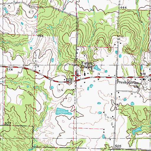 Topographic Map of Forest Chapel Church, TX