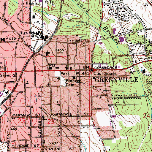 Topographic Map of Greenville Academy (historical), AL