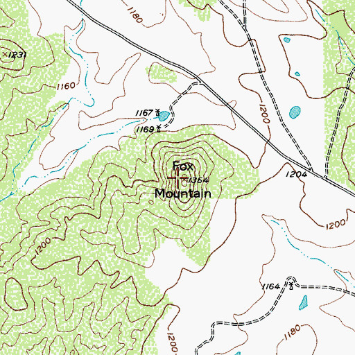 Topographic Map of Fox Mountain, TX