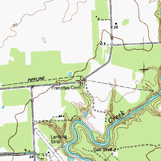 Topographic Map of Francitas Cemetery, TX