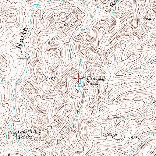 Topographic Map of Franky Tank, TX