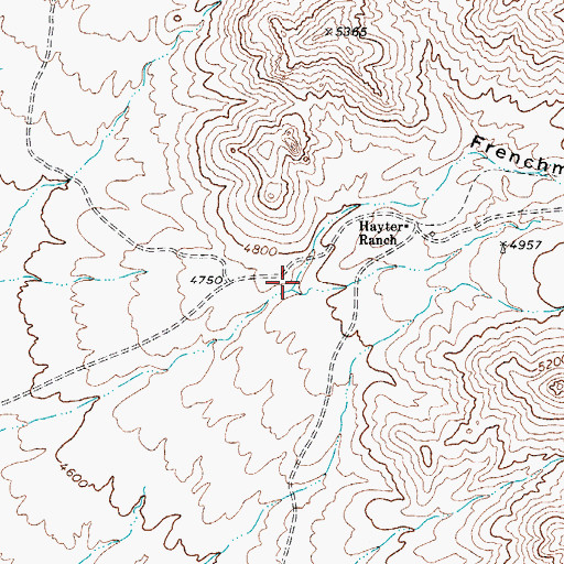 Topographic Map of Frenchmans Canyon, TX