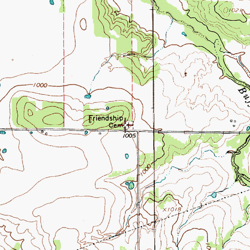 Topographic Map of Friendship Cemetery, TX