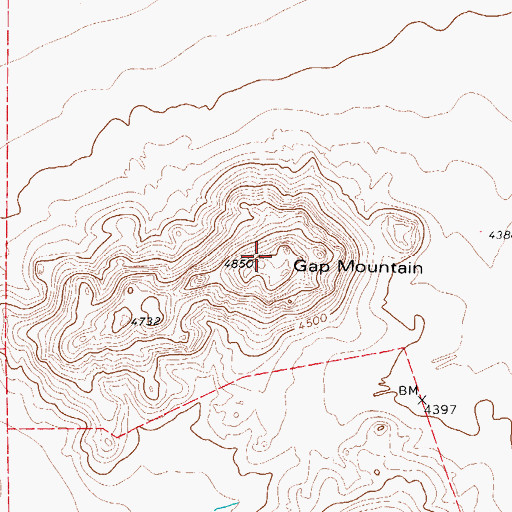 Topographic Map of Gap Mountain, TX