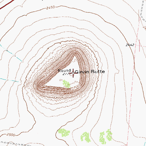 Topographic Map of Girvin Butte, TX