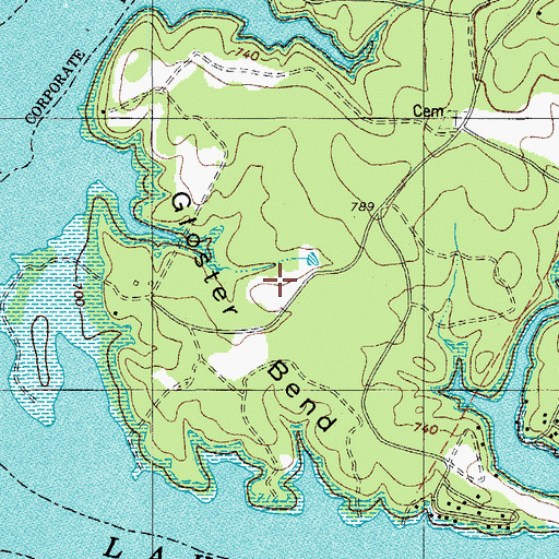Topographic Map of Gloster Bend, TX