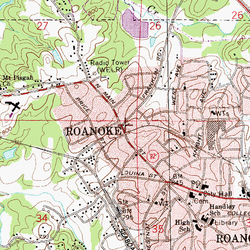 Topographic Map of Roanoke Church of Christ, AL