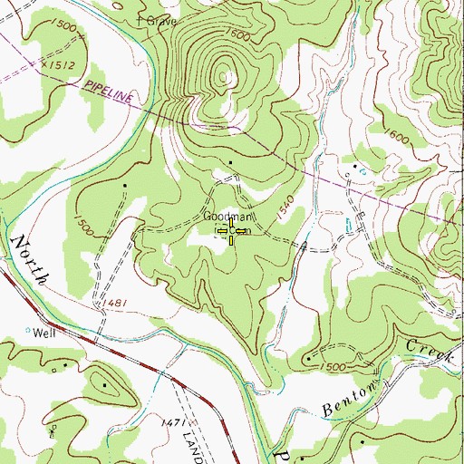 Topographic Map of Goodman Cemetery, TX