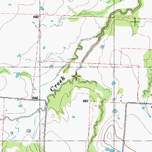 Topographic Map of Gordon Creek, TX