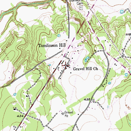 Topographic Map of Gravel Hill Church, TX