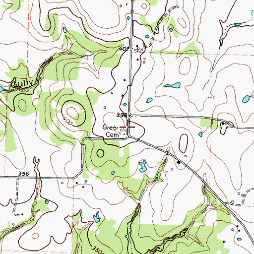 Topographic Map of Greer Cemetery, TX