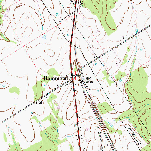 Topographic Map of Hammond, TX