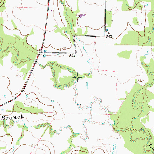 Topographic Map of Harbuck Branch, TX