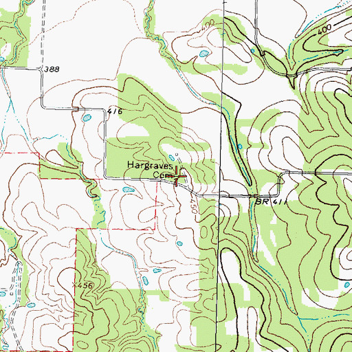 Topographic Map of Hargraves Cemetery, TX