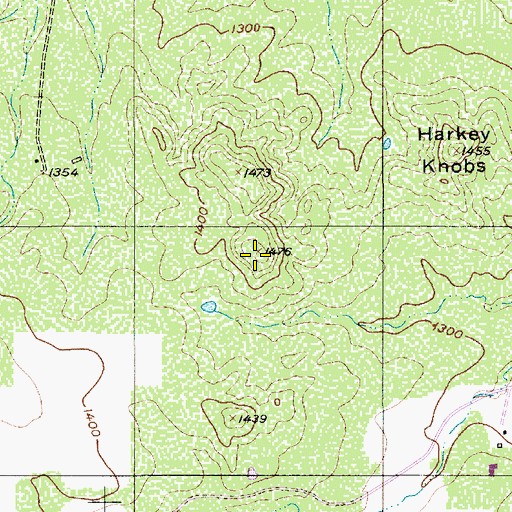 Topographic Map of Harkey Knobs, TX