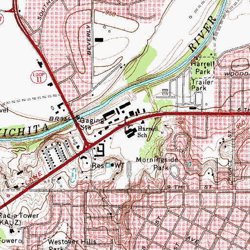 Topographic Map of Harrell School, TX