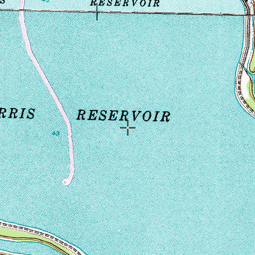 Topographic Map of Harris Reservoir, TX