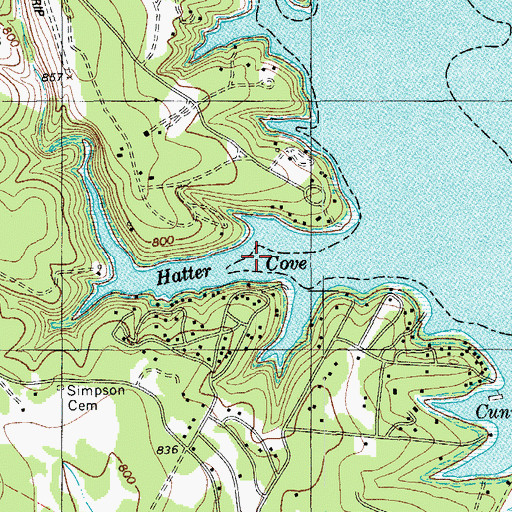 Topographic Map of Hatter Cove, TX