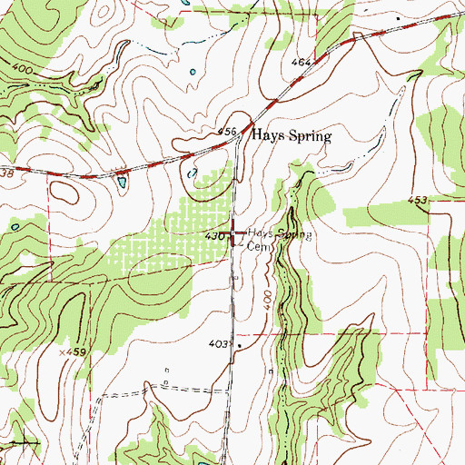 Topographic Map of Hays Spring Cemetery, TX