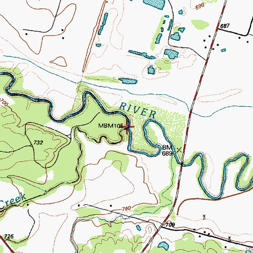 Topographic Map of Henson Creek, TX