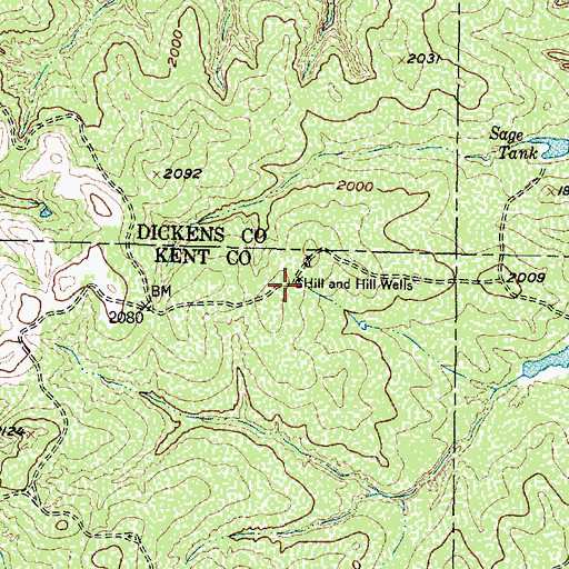 Topographic Map of Hill and Hill Wells, TX