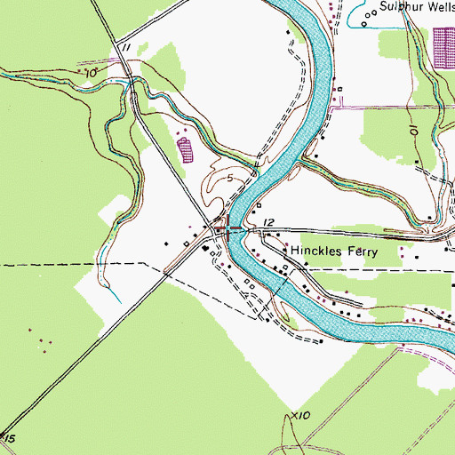 Topographic Map of Hinkles Ferry, TX