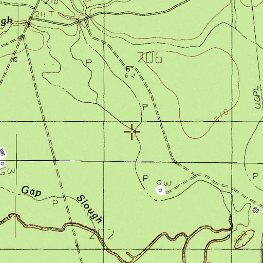 Topographic Map of Hodge Slough, TX
