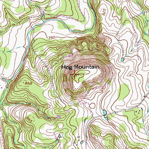 Topographic Map of Hog Mountain, TX