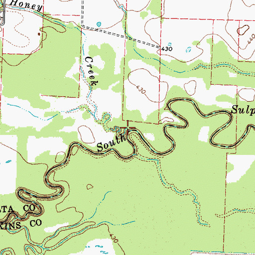Topographic Map of Honey Creek, TX