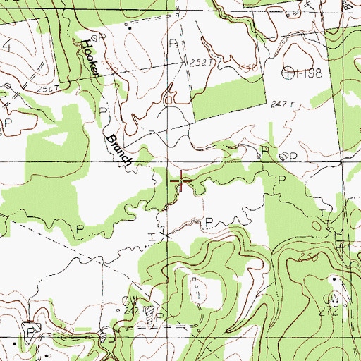 Topographic Map of Hooker Branch, TX