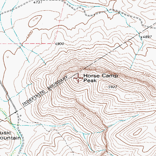 Topographic Map of Horse Camp Peak, TX