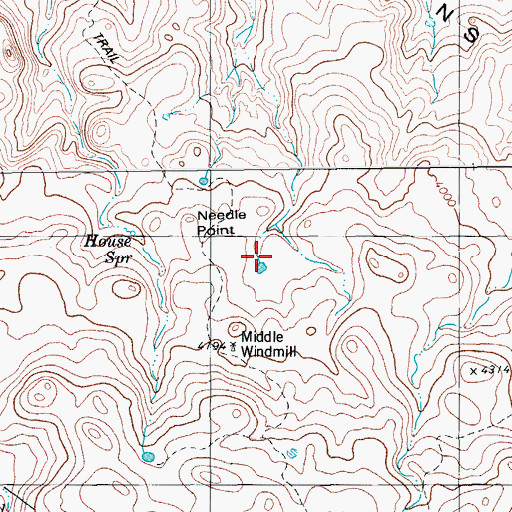 Topographic Map of House Spring, TX