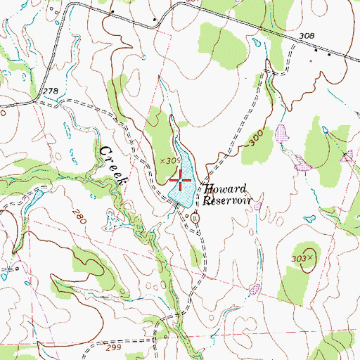 Topographic Map of Howard Reservoir, TX