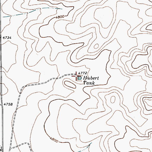 Topographic Map of Hubert Tank, TX