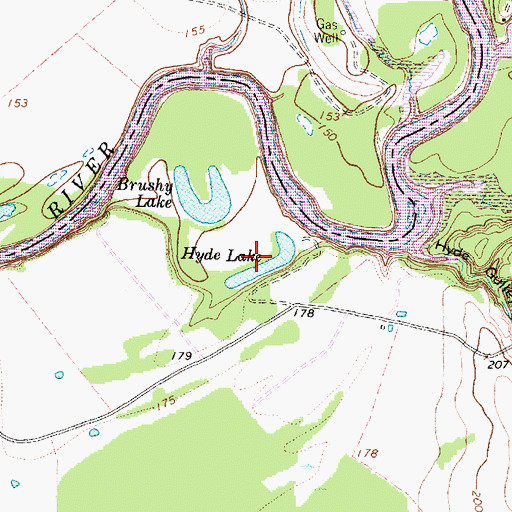 Topographic Map of Hyde Lake, TX